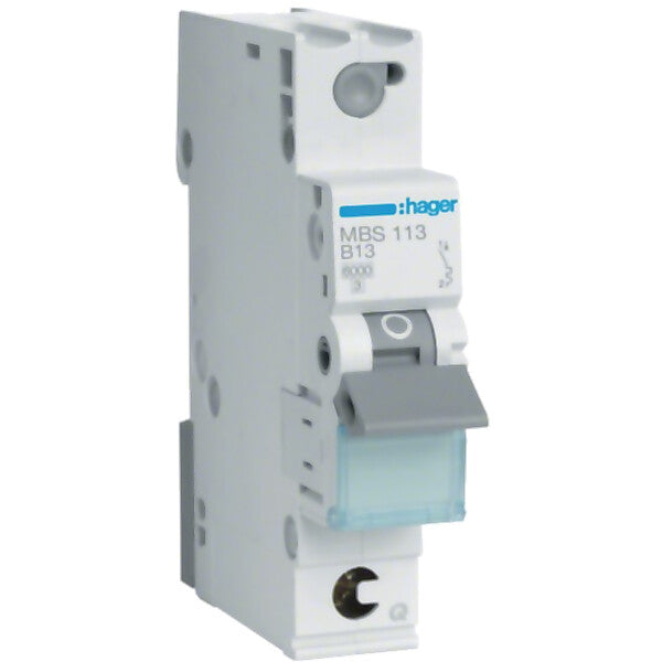 Hager Leitungsschutzschalter 1p. B-13A,6kA,1M QC MBS113
